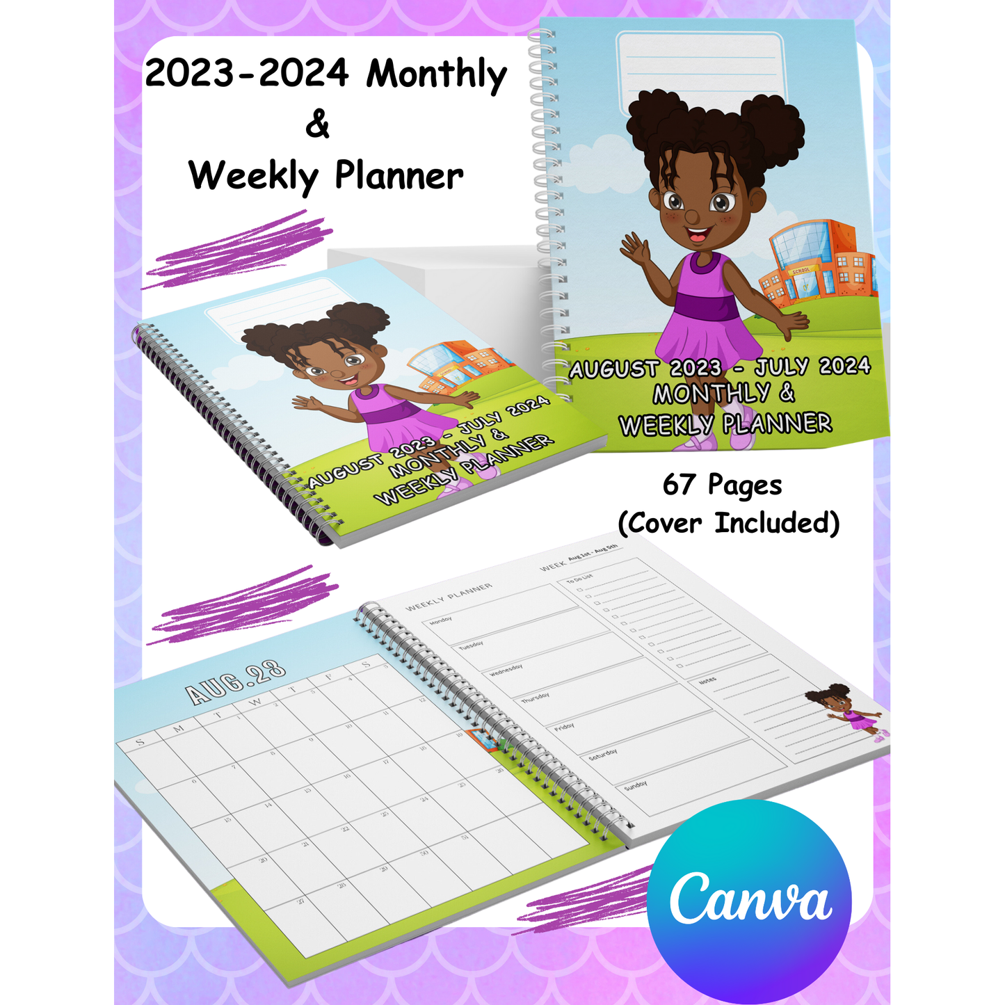 2024-2025 Monthly & Weekly Planner Page Template